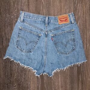 Levi's Light Blue Frayed Hem Denim Cutoff Shorts